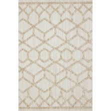 Bespoky 160x300 cm Bej Krem Geometrik Modern Geometrik şekiller Yıkanabilir Halı | Salon Yatak Odası Halısı | Hav Vermez, Kaymaz | VESTA-9521