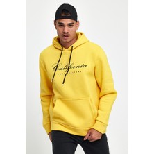 Erkek Kapşonlu Rahat Kalıp Içi Polarlı 3 Iplik El Yazılı Californıa Baskılı Swetashırt SPR24SW03