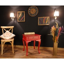 Wooding Mobilya Çekmeceli Masif Kırmızı Komodin - Yan Sehpa