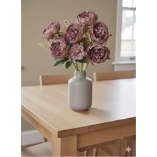 Koca Kafalı Lotus Çiçeği Lila Tonlarında 7 Dallı 42 cm Ev Dekor Saksı Vazo Süsü