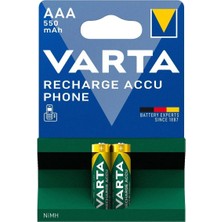 Varta 58397 Phone 550MAH Aaa Şarj Edilebilir Ince Kalem Pil 2'li Paket