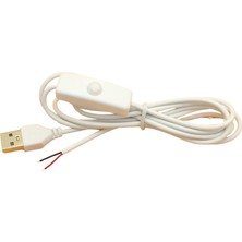 2 Amper Swich Li USB Erkek Kablo 1 Metre Anahtarlı Açık Uçlu Beyaz USB Kablo