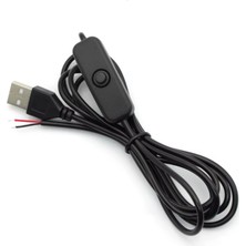 2 Amper Swich Li USB Erkek Kablo 1 Metre Anahtarlı Açık Uçlu Siyah USB Kablo