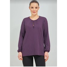 Döne Gözübek Kadın Giyim Uzun Kollu Puantiyeli Kışlık Anne Penyesi