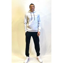 Erkek Kapşonlu Rahat Kalıp Içi Polarlı 3 Iplik Feture Baskılı Sweatshırt SPR24SW14