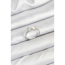 Pirinç Gümüş Renk Fiyonk Model Kadın Yüzük