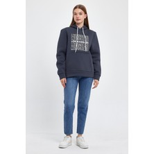 Kadın Kapşonlu Rahat Kalıp Içi Polarlı 3 Iplik  Los Angeles Baskılı Sweatshırt SPR24SWK10