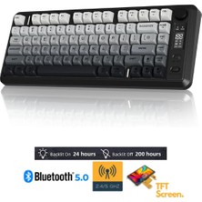 Kablosuz Gaming Oyuncu Klavyesi Freewolf M75 Bt+2.4ghz OLED Tft Ekranlı Membran Reinbow Aydınlatmalı