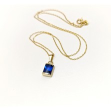 Mavi Taşlı Kolye 14 Ayar Altın Hd Videolu