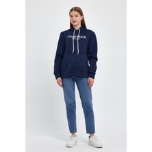 Kadın Kapşonlu Rahat Kalıp Içi Polarlı 3 Iplik Californıa Baskılı Sweatshırt SPR24SWK11