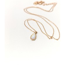 Damla Opal Taşlı Kolye 14 Ayar Altın Hd Videolu