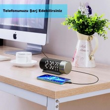 Kenly Projeksiyonlu LED Çalar Saat – USB Güçlü, Çift Alarm, Sıcaklık Göstergeli, Masa Saati