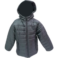 Erkek Çocuk Speedy Armalı Kapüşonu Sabit Içi Polar Astarlı Siyah Mont