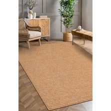 Jutena Jüt Görünümlü Bukle Halı | Hasır Renk, Ince Form, Dayanıklı ve Tozumaz