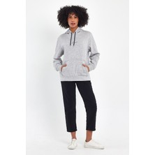 Kadın Kapşonlu Rahat Kalıp Içi Polarlı 3 Iplik Orta Brooklyn Baskılı Sweatshırt SPR24SWK13