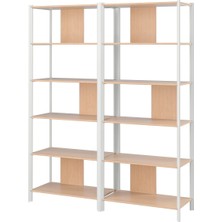 Açık Raf Ünitesi, Beyaz-Bambu, 160X194 cm