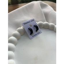 Erkek Çelik Halka Küpe Düz Siyah