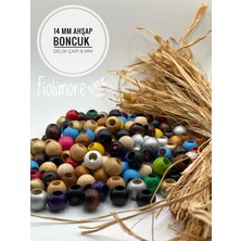 14 mm Ahşap Boncuk (50 gr 47 Adet)Geniş Delik Çapı 6 mm Makrome Çanta Bileklik Takı Renkli