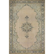Bespoky 80x150 cm Krem Modern Etnik Yıkanabilir Halı | Mutfak Balkon Yatak Odası Halısı | Leke Tutmayan Kaymaz | HKMDGT-103