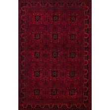 Bespoky 100x250 cm Bordo Modern Etnik Yolluk Yıkanabilir Halı | Mutfak Yolluk Koridor Halısı | Leke Tutmayan Kaymaz | HKMDGT-094