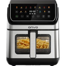 8l Çift Rezistanslı Seramik Kaplama Airfryer, Siyah, Sağlıklı ve Pratik Pişirme