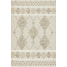 Bespoky 80x150 cm Krem Geometrik Modern Elmas Yıkanabilir Halı | Yatak Odası Mutfak Halısı | Hav Vermez, Leke Tutmaz, Kaymaz | BOHO-2101