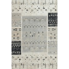Bespoky 80x150 cm Krem Açık gri, bej Modern soyut Modern Soyut figürler Yıkanabilir Halı | Yatak Odası Mutfak Halısı | Leke Tutmayan, Kaymaz | EASY-1218