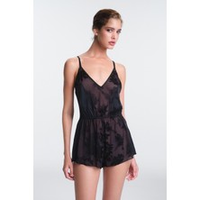 Siyah Amara Baskı Detaylı Balensiz Kapsız Teddy