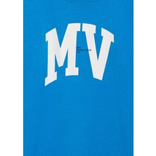 Mavi MV Logo Baskılı Mavi Tişört 6610213-83865