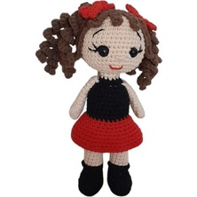 Kırmızı Siyah Öğrenci Kız Bebek Amigurumi Organik Anahtarlık Oyuncak