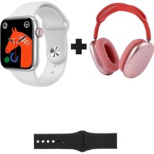 Akıllı Saat ve Bluetooth Kulaklık Ikili Paket, Ekstra Kordon Hediyeli, Gümüş Renk
