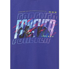 Mavi Batman Baskılı Mor Tişört 6610295-70908