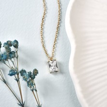 14 Ayar Mikron Altın Kaplama Baget Taşlı Gümüş Kolye - Kadın Şık Takı CNS00662