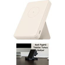 Xiaomi 15 W Manyetik Güç Kaynağı – 6000 Mah, Qi 2.0 Sertifikalı Hızlı Şarj, 2 Cihazı Aynı Anda Şarj Eder, Uçuşa Uygun, Katlanabilir Ayaklı, Güçlü ve Pratik, Bronz