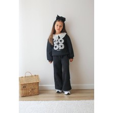 Baskılı Şardonlu Kız Çocuk Ikili Eşofman Takımı