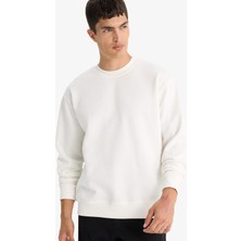 DeFacto Relax Fit Bisiklet Yaka Kalın İçi Yumuşak Tüylü Basic Düz Sweatshirt T5139AZ25AU