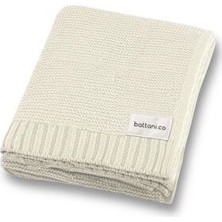 Battani.Co Basics Ekru Triko Örgü Bebek Battaniyesi 85CM X85CM Kız ve Erkek İçin Düz Desenli Akrilik