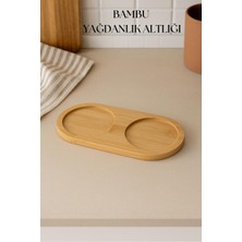 Bambu Yağdanlık Altlığı Çift Yuvalı 9X19 cm
