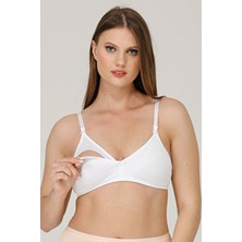 Parlingerie Pamuklu Kapsız Pl Emzirme Sütyeni Beyaz Düz Desen ile Yumuşak Dokulu Konfor Sunar