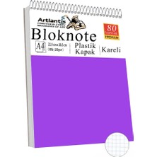 Telli Masaüstü Not Defteri Kareli A4 1 Adet Masa Üstü Plastik Kapaklı Spiralli Bloknot Blocknote 80 Yaprak Okul Ofis
