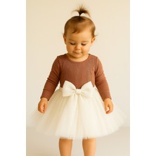 Nsm Kız Bebek Kısa Tütü Etek Beli Lastikli Ekru Renk Tül Kumaş ile Rahat Kullanım