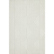 Bespoky 80x150 cm Krem Geometrik Modern Soyut çizgili Yıkanabilir Halı | Yatak Odası Mutfak Halısı | Leke Tutmayan, Kaymaz | TERA-3531
