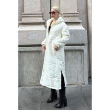 Mad Girls Ekru Uzun Şişme Mont MG1303