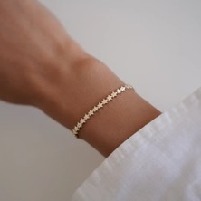 Taşlı Dizi Yıldız Altın Bileklik