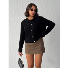 Kadın Havlu Dokuma Düğmeli Triko Hırka