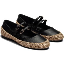 Kadın Hasır Örgü Detaylı Tokalı Babet 2005