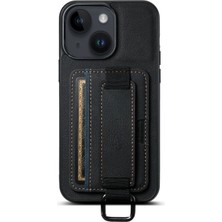 Teleplus iPhone 15 Kılıf Kartlıklı El Standlı Pu Deri H13 Kapak