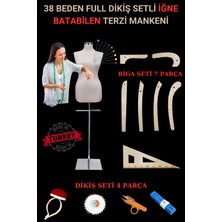 38 Beden Full Iğne Batabilen Dikiş Setli ve Riga Setli Terzi Mankeni Metal Takım
