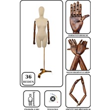 Lüks Gold Ayaklı Pantolon Giyebilen 36 Beden Ahşap Kollu Terzi Mankeni Vitrin Mankeni