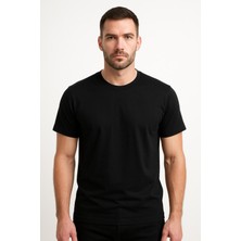 Erkek Pamuklu Basic Siyah T-Shirt 3'lü Set